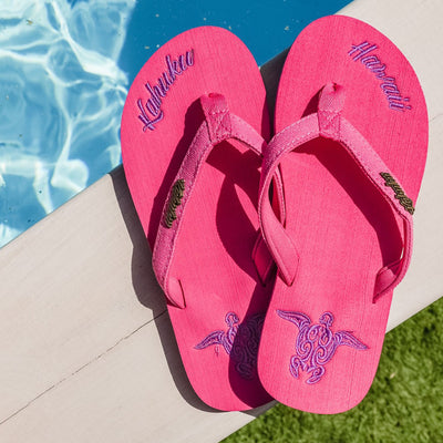 Slippahs Women's Flip-Flops - Pink Turtle