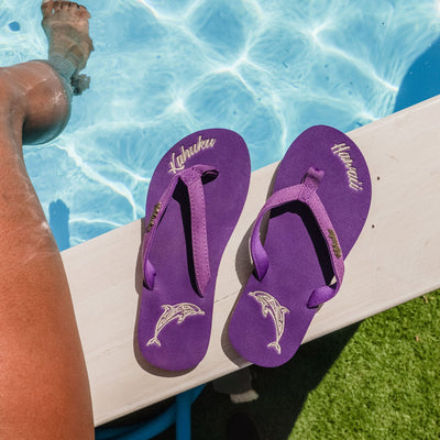 Slippahs Women's Flip-Flops - Purple Dolphin