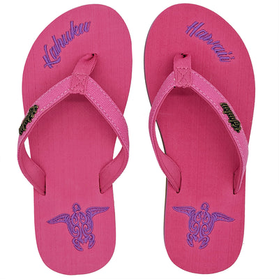 Slippahs Women's Flip-Flops - Pink Turtle